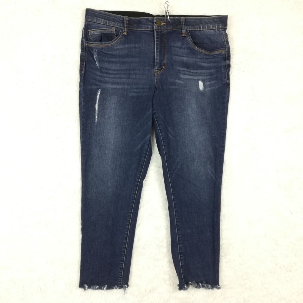 Mac And Me‎ Womens Jeans Skinny Ankle Blue Denim Tummy Control Dark Wash 16